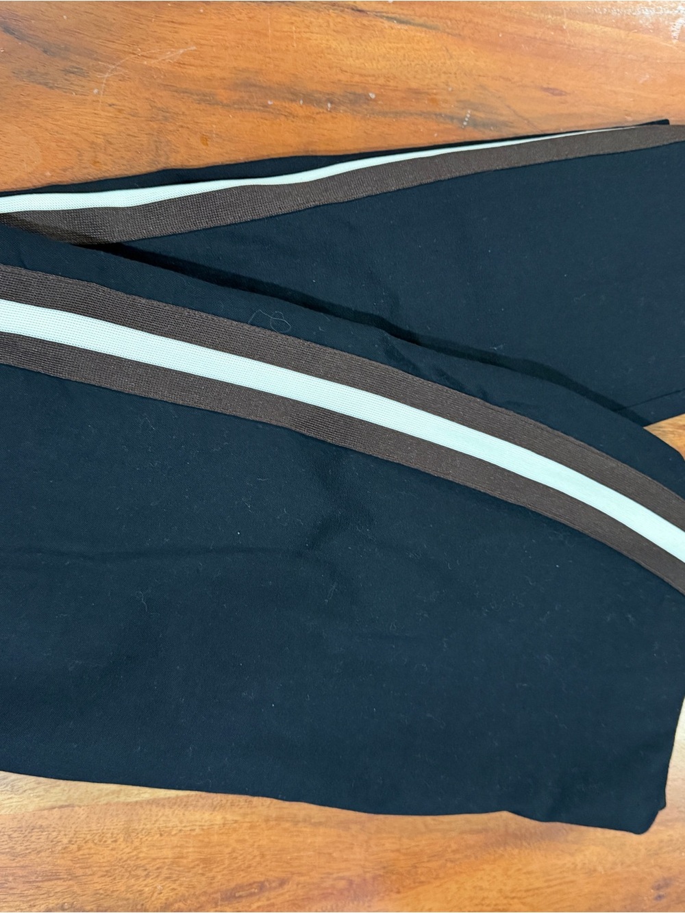 a new day Black Trousers with Brown and Cream Side Stripes